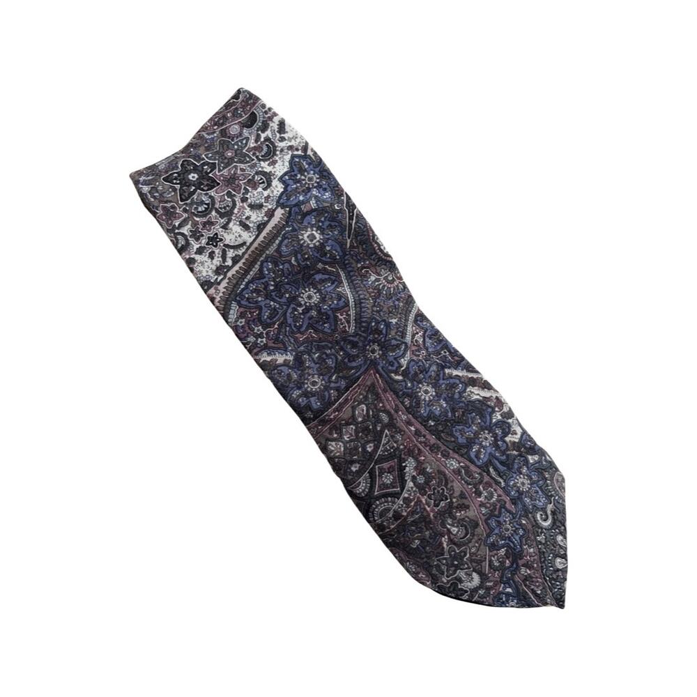 Damon Pastel Paisley Floral Vintage Silk Tie, Italian Silk Tie Light Blue, Cream